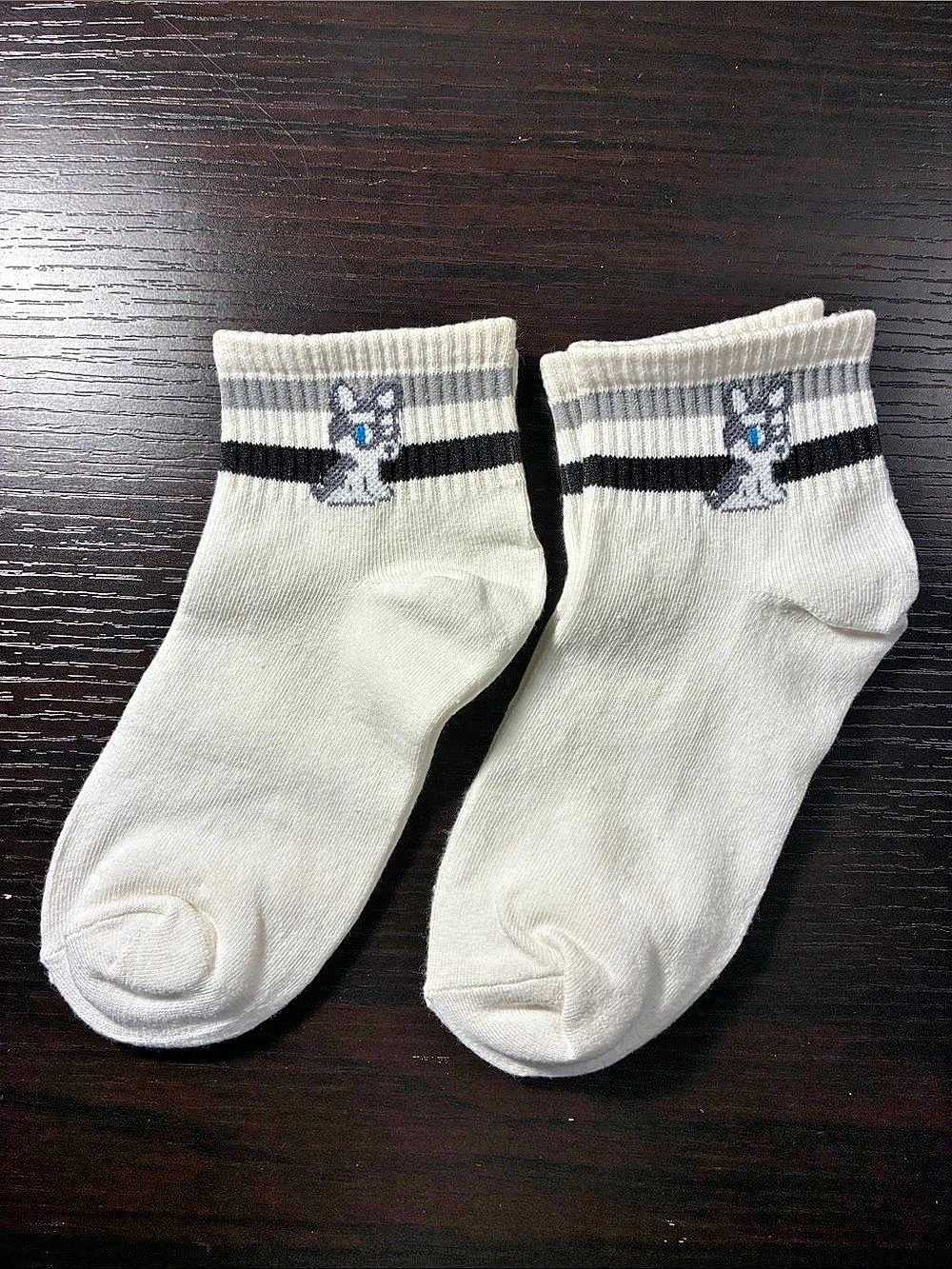 White Striped Cat Socks NWT